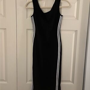 HALARA Black Midi Dress with White Accents